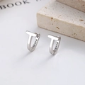 Minimalist S925 sterling silver T-shaped geometric earrings with a polished mirror finish - 925 Silver / White Gold