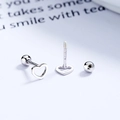 Boucles d'oreilles cœur évidé en argent sterling S925 avec fermoir à vis sécurisé - Or Blanc