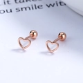 Boucles d'oreilles cœur évidé en or rose avec fermoir à vis sécurisé - Or rose