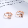 Geometrische S925 Silber Creolen in Roségold mit Zirkonia-Steinen besetzt - Quadratisch / 925er Silber / Roségold