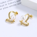 Eleganti orecchini in argento 925 con perle d'acqua dolce e dettagli in zircone lucido - Argento 925 / Oro
