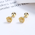Orecchini a lobo fiori di ciliegio in argento 925 placcato oro con chiusura a vite - Argento 925 / Oro