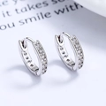 Boucles d'oreilles créoles S925 en argent sterling avec oxydes de zirconium brillants - Argent 925 / Or Blanc / Grand