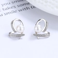Eleganti orecchini in argento sterling 925 con perle d'acqua dolce e pietre zirconi - Argento 925 / Oro Bianco