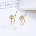 Pendientes de gancho bañados en oro de 18k con circón engastado para mujer minimalista - Plata 925 / Dorado