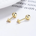 Minimalist 925 sterling silver golden clover stud earrings with sparkling white zircons - Gold