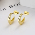 Minimalist S925 sterling silver C-shape geometric stud earrings with polished gold finish - 925 Silver / Gold