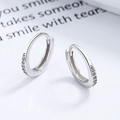 Minimalist 925 silver hoop earrings with pavé zircon stones on a white background - 925 Silver / White Gold
