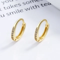 Elegant 925 silver gold plated hoop earrings with micro-set zircon crystals - 925 Silver / Gold