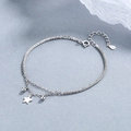 Zweilagiges Armband aus 925er Sterlingsilber mit funkelnden Sternen und feiner Kette - Silber