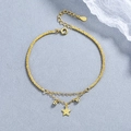 Zweilagiges Armband aus 925er Sterlingsilber mit Sternen und glänzenden Goldperlen - 18K Gold