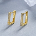 Orecchini a cerchio quadrati minimalisti placcati in oro con pavé di zirconi scintillanti - Oro