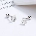 Exquisite 925 sterling silver hollow rose stud earrings with secure screw-back closures - 925 Silver / White Gold
