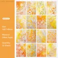 Papel decorativo de encaje retro amarillo para scrapbooking DIY, 100x140mm, 32 piezas - Viento Cálido