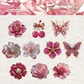 Set di adesivi fiori 3D al quarzo rosa per decorazione scrapbooking fai da te - Quarzo rosa