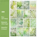 Papel decorativo encaje verde para scrapbooking, 100x140mm, set de 32 hojas mixtas - Esperanza