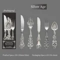 Adesivi per posate vintage in rilievo argento per scrapbooking, set da 10 pezzi - Era d'Argento