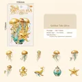 Autocollants PET Océan Doré avec motifs de méduses et baleines pour scrapbooking - Marée Dorée