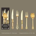 Set di adesivi vintage per stoviglie dorate con 5 design di posate decorate e eleganti - Pomeriggio Dorato