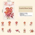 Lot de 20 stickers PET créatures marines avec méduses rouges et orques pour DIY - Chanson de la Mer Écarlate
