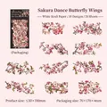 Pink Sakura leaf stickers made of white kraft paper for DIY journaling and scrapbooking - Pack of 20 / Cherry Blossoms & Butterflies