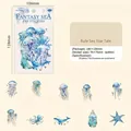 Lot d'autocollants PET thème océan bleu avec méduses et baleines pour journaux DIY - Récit de l Étoile Bleue