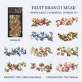 White kraft paper botanical stickers featuring fruit branch designs, 20 pieces pack - Pack of 20 / Fruits & Bees