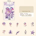 Autocollants PET thème océan violet avec motifs méduses et baleines, pack de 20 - Royaume de Fantaisie Pourpre