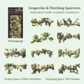 Pegatinas decorativas de las Cuatro Estaciones con pájaros y vides estilo vintage - Vides y Gorriones