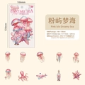Autocollants PET Océan Rose avec méduses, baleines et étoiles de mer pour scrapbooking - Rêve de l Île Rose