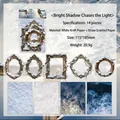 Pegatinas vintage de marcos huecos 14 piezas azul nieve para decorar cuadernos - Sombras brillantes persiguiendo la luz