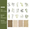 Kit de scrapbooking retro Lush Green con 15 pegatinas PET y 4 papeles decorativos con textura - Verde Exuberante