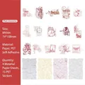 Set pegatinas vintage Retro Story Plum blossoms con adhesivos PET y papel con textura - Ciruela de Primavera