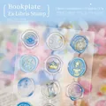 Blue and gold vintage epoxy wax seal stickers with retro clock and crown motifs - Single Sheet / Book Collection Seal