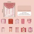 Pink vintage window style collage stickers for scrapbooking in 124x150mm pack size - Pink Note Window Words
