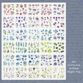 Flat lay of 30 unique PET floral stickers with roses and tulips for DIY scrapbooking - Four Seasons Garden