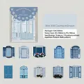 Blue vintage window frame collage stickers for journaling, set of 10 decorative pieces - Blue Yarn Garden Dream