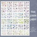 Vier seizoenen tuin PET-stickers met 30 botanische ontwerpen in vintage aquarelstijl - Tuin van de Vier Seizoenen