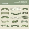 Retro style ribbon stickers set in olive green and beige for journaling decoration - Eternal Charm