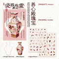 Set di adesivi puzzle PET con porcellana cinese e motivi rosa a tema Palazzo Imperiale - Tesori del Palazzo