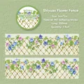 Nastro PET decorativo Recinzione da Giardino con fiori viola dipinti a mano, 5cm x 2m - Recinzione di Fiori da Giardino