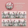 Retro iron fence and red rose PET decorative tape for journaling and DIY crafts - European Iron Fence