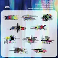 Adesivi cyberpunk neon set da 20 con finitura PET olografica e design stile glitch art - Stile Neon / Neon