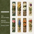 Retro floral stickers featuring lilies and tulips with embossed textures and lace bows - Floral Press