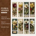 Retro floral cardboard stickers with tulip and daisy patterns for journaling 16 sheets - Floral Shadow