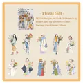 Fashion aesthetic PET person stickers for journaling with 10 stylish female portrait designs - Flower Gift Style