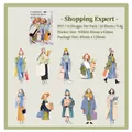 Fashionable PET aesthetic outfit stickers with various urban female illustrations - Shopping Expert Style