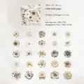 Set di 50 adesivi floreali vintage in carta kraft bianca per decorazioni - 50 Fogli / Brezza di Tè Bianco