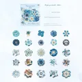 Vintage floral white kraft paper stickers in blue Forget-Me-Not style 50pcs set - 50 Sheets / Forget-me-not Blue