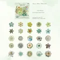 Adesivi floreali vintage Green Lotus Chronicle su carta kraft bianca per decorazioni - 50 Fogli / Cronaca del Loto Verde